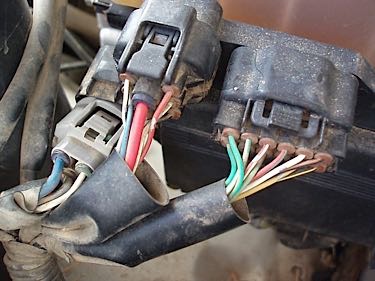 Photo 3: Circuit testing can be done at the three connectors mounted on the ABS module at the driver’s side of the hydraulic brake assist assembly.